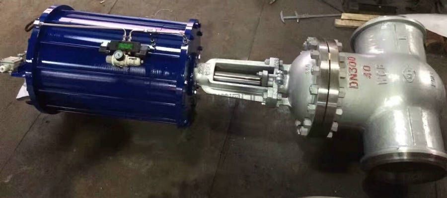 氣動帶手動閘閥廠家尺寸圖片說明書2